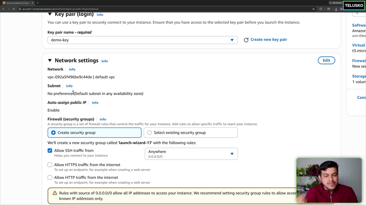 Screenshot: Launching an EC2 Instance