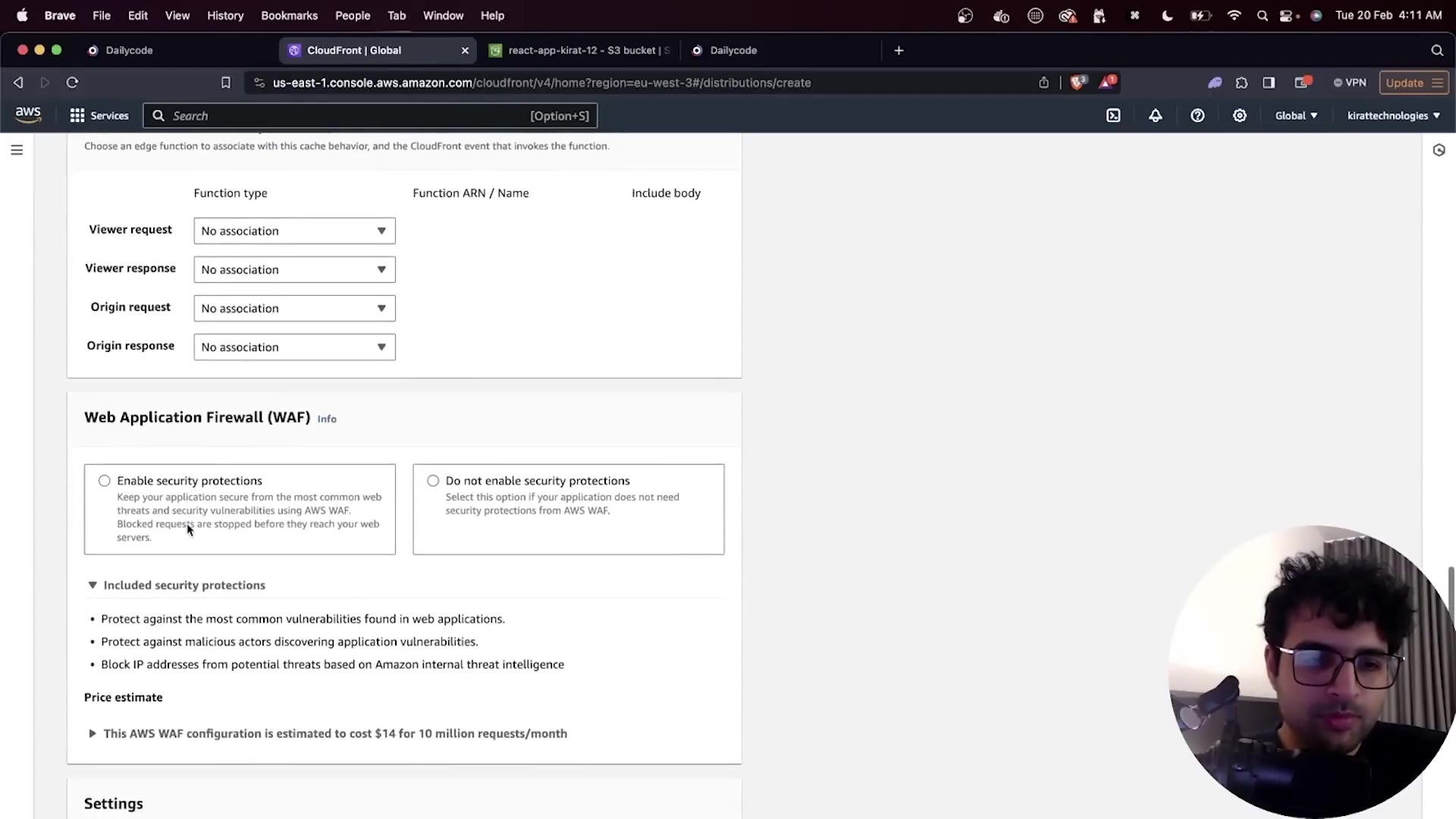 Screenshot: Connecting CloudFront to S3 Bucket