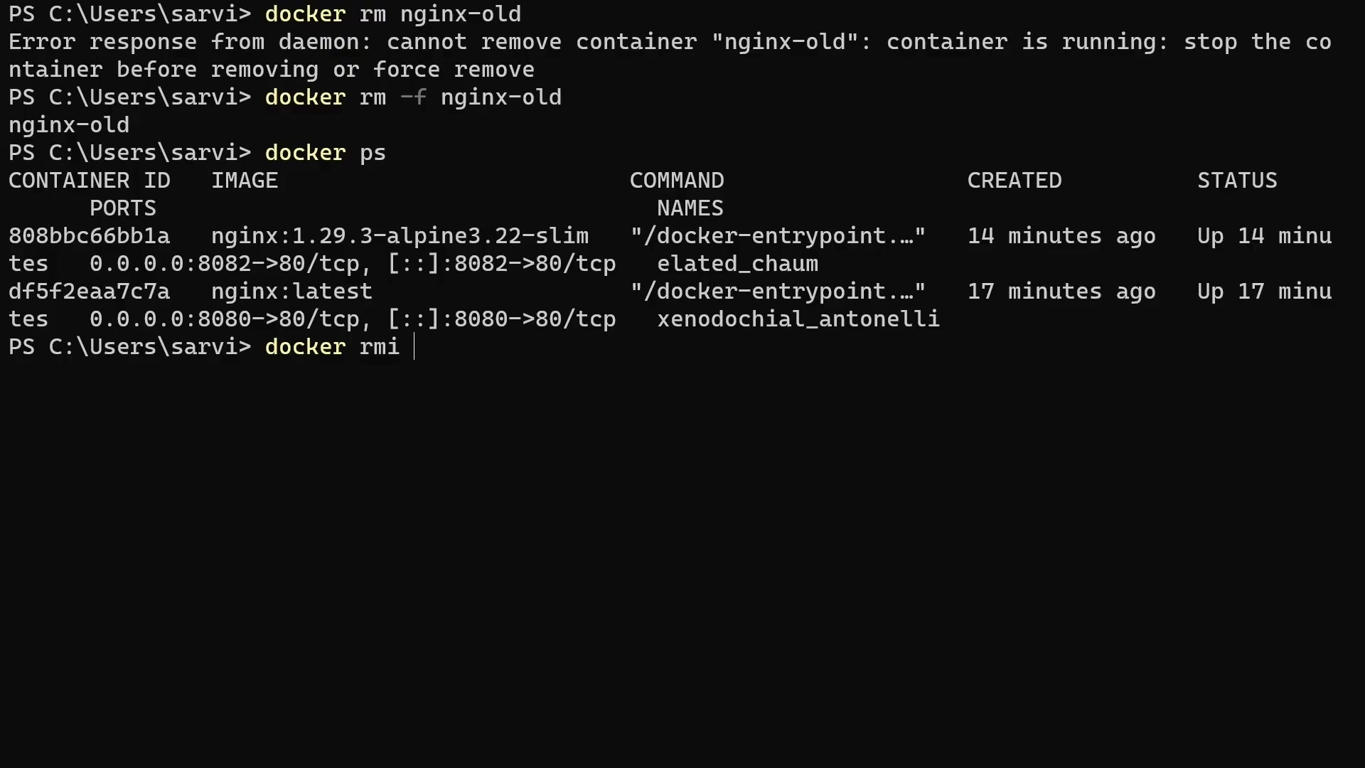 Screenshot: Docker Main Commands