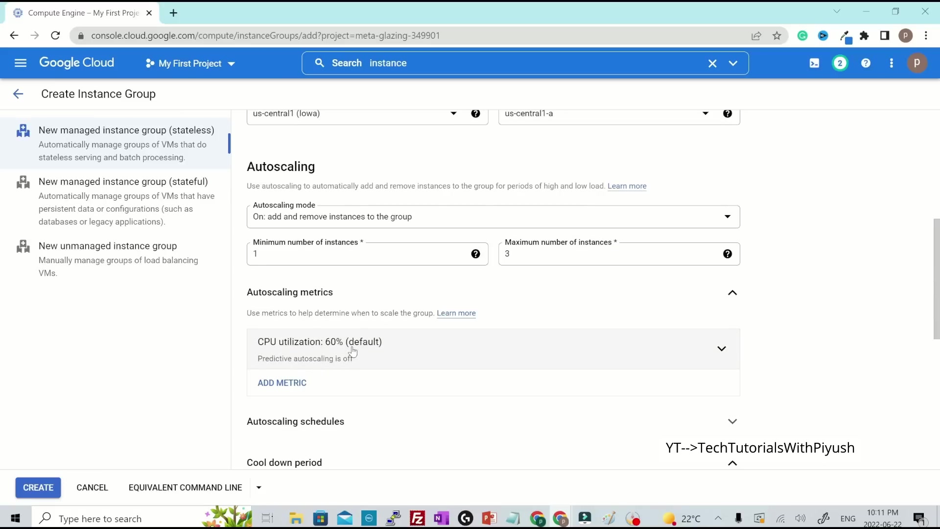 Screenshot: Managed Instance Group (MIG) Autoscaling