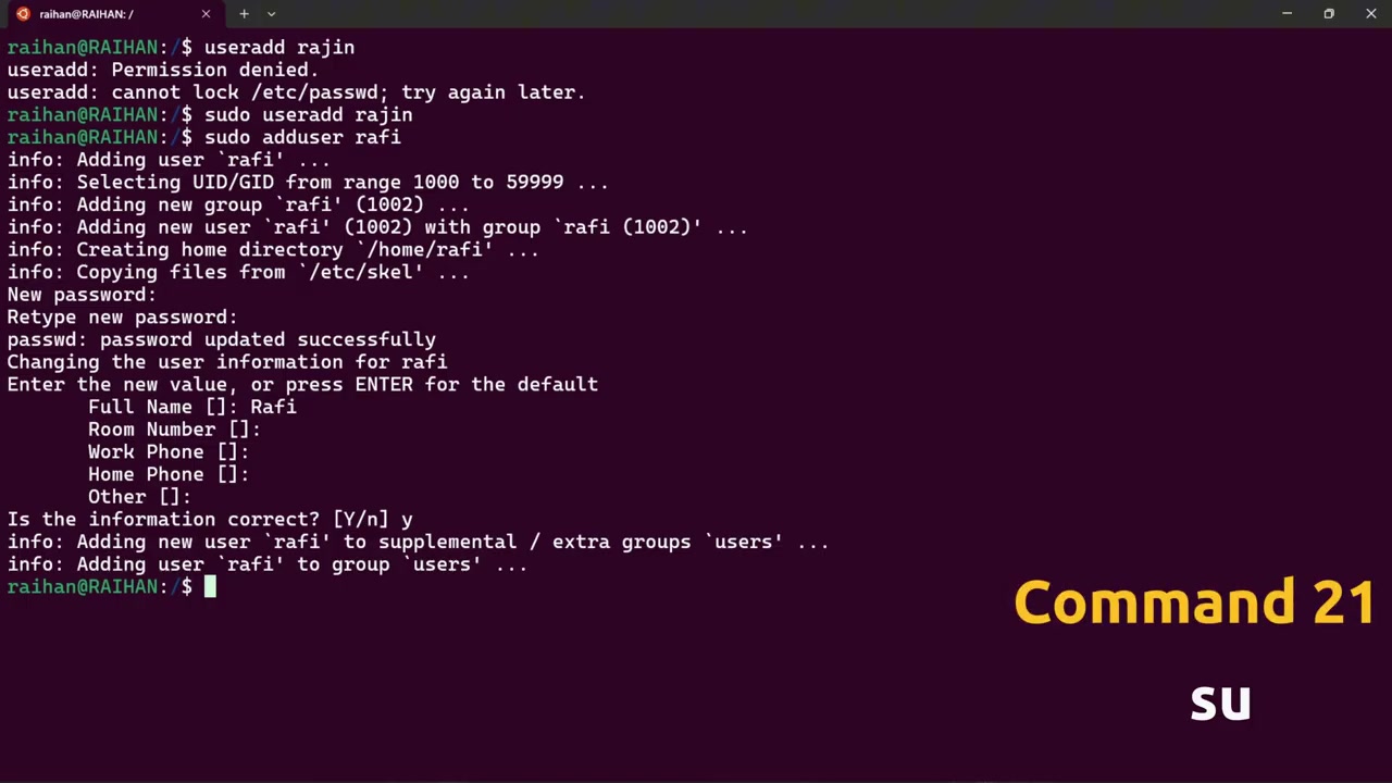 Screenshot: su user switching