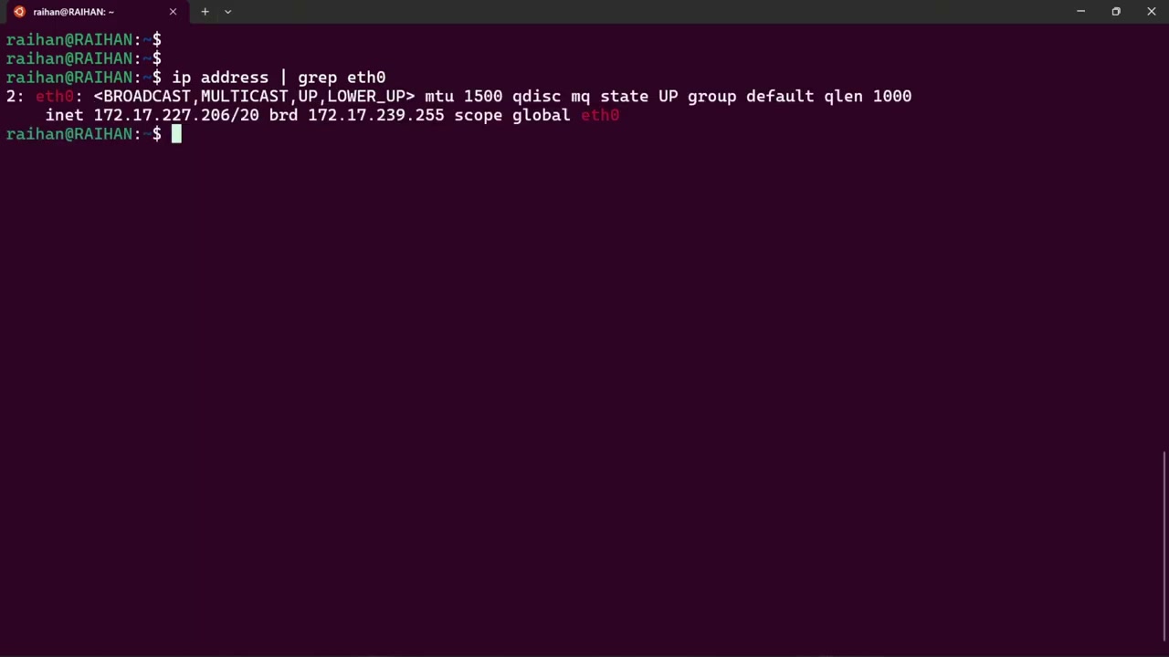 Screenshot: grep filtering pipeline