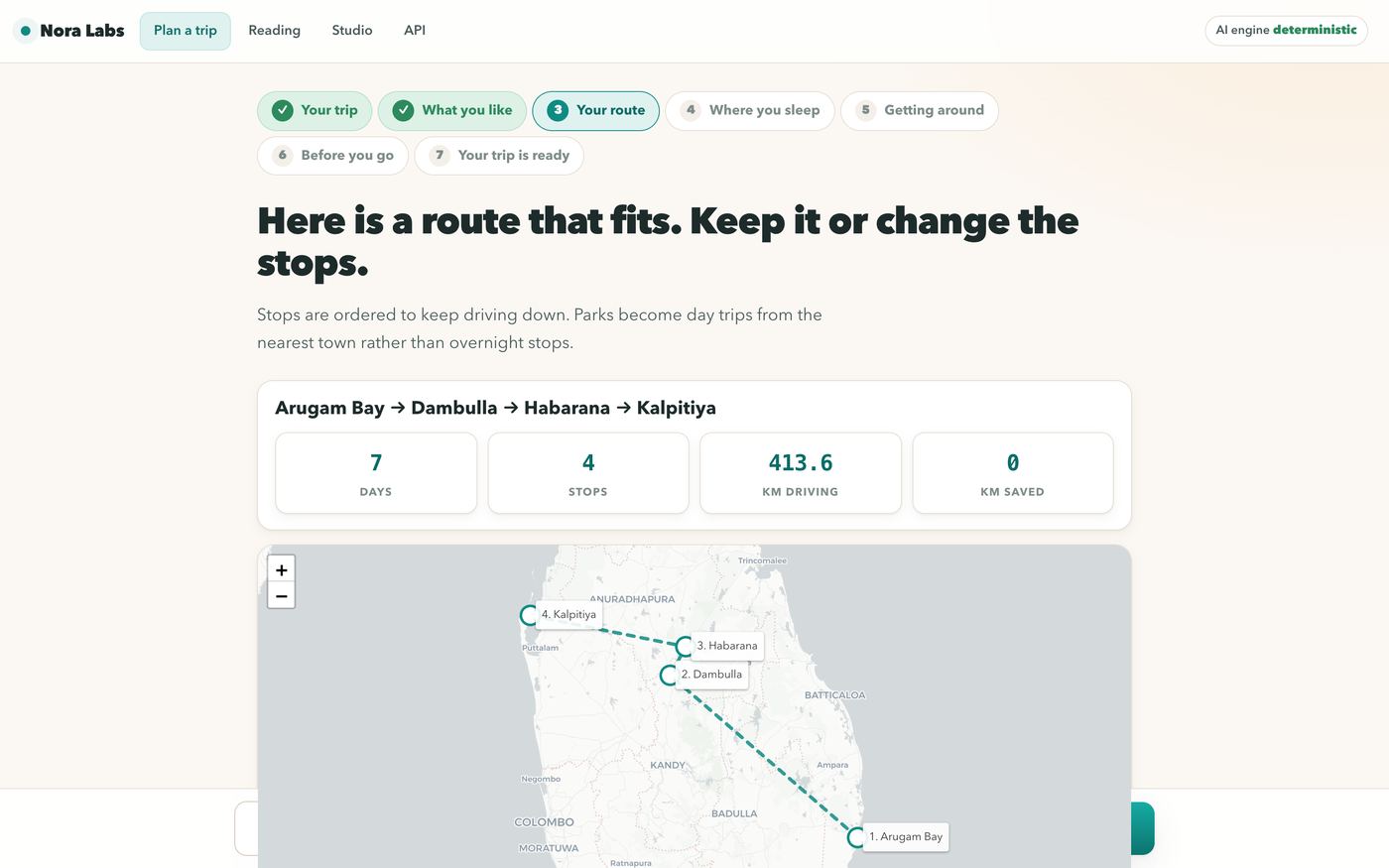 Wizard step 3 — route on the map